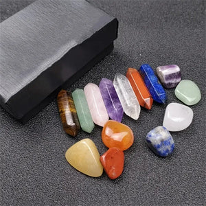 14pcs Chakra Crystal Tower and Tumbled Stone Set with Display Box
