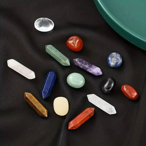 14pcs Natural Stone 7 Chakra Crystal Point Set Healing Crystal Pillars Colorful Gemstone Tower DIY Jewelry Display Decor Gift