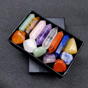 14pcs Natural Stone 7 Chakra Crystal Point Set Healing Crystal Pillars Colorful Gemstone Tower DIY Jewelry Display Decor Gift
