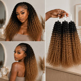15A TB30 Light Brown Highlight Human Feather Crochet Hair Natural Spiral Curl Extensions Miracle Knots Invisible Knotless Pre Looped Boho Braiding Human Hair Curly Crochet Braids For Women