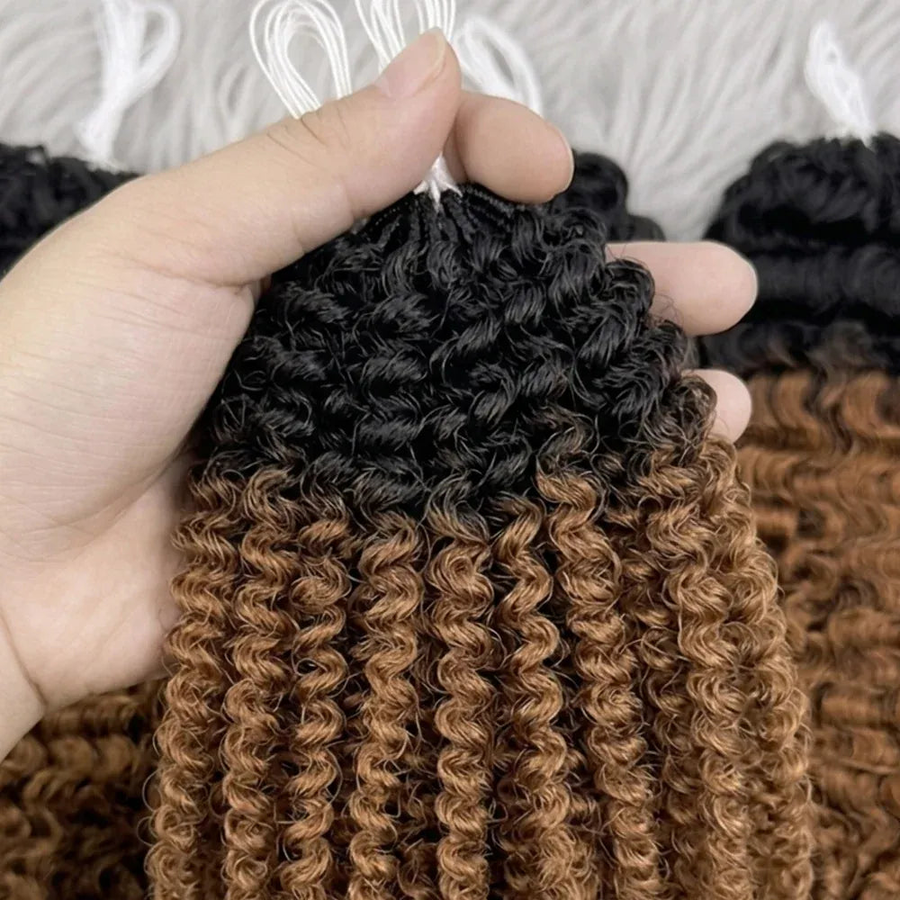15A TB30 Light Brown Highlight Human Feather Crochet Hair Natural Spiral Curl Extensions Miracle Knots Invisible Knotless Pre Looped Boho Braiding Human Hair Curly Crochet Braids For Women