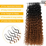 15A TB30 Light Brown Highlight Human Feather Crochet Hair Natural Spiral Curl Extensions Miracle Knots Invisible Knotless Pre Looped Boho Braiding Human Hair Curly Crochet Braids For Women