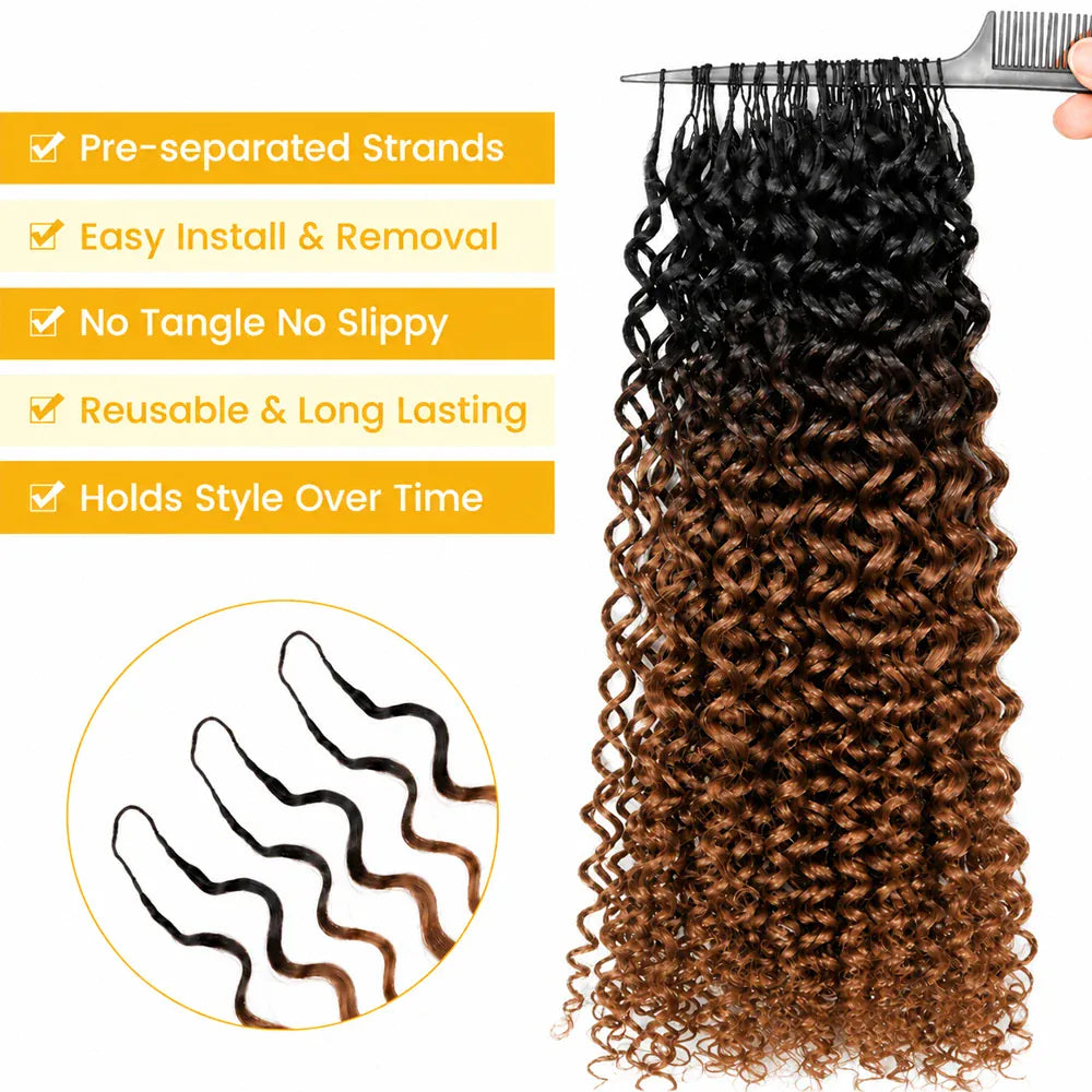 15A TB30 Light Brown Highlight Human Feather Crochet Hair Natural Spiral Curl Extensions Miracle Knots Invisible Knotless Pre Looped Boho Braiding Human Hair Curly Crochet Braids For Women