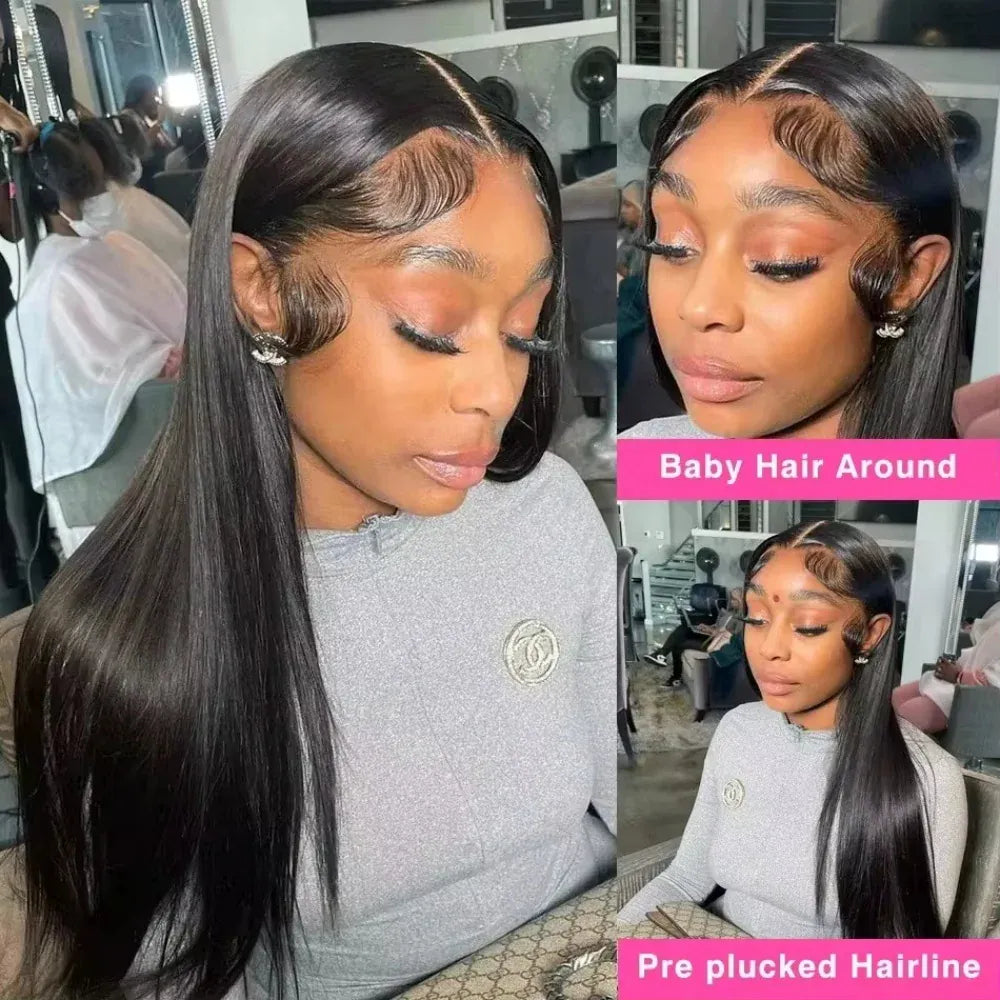 Straight Human Hair HD Lace Wig 13x4, 13x6 or 5x5, Brazilian Hair, Glueless Wear and Go, 250% Density, 16–42 Inch