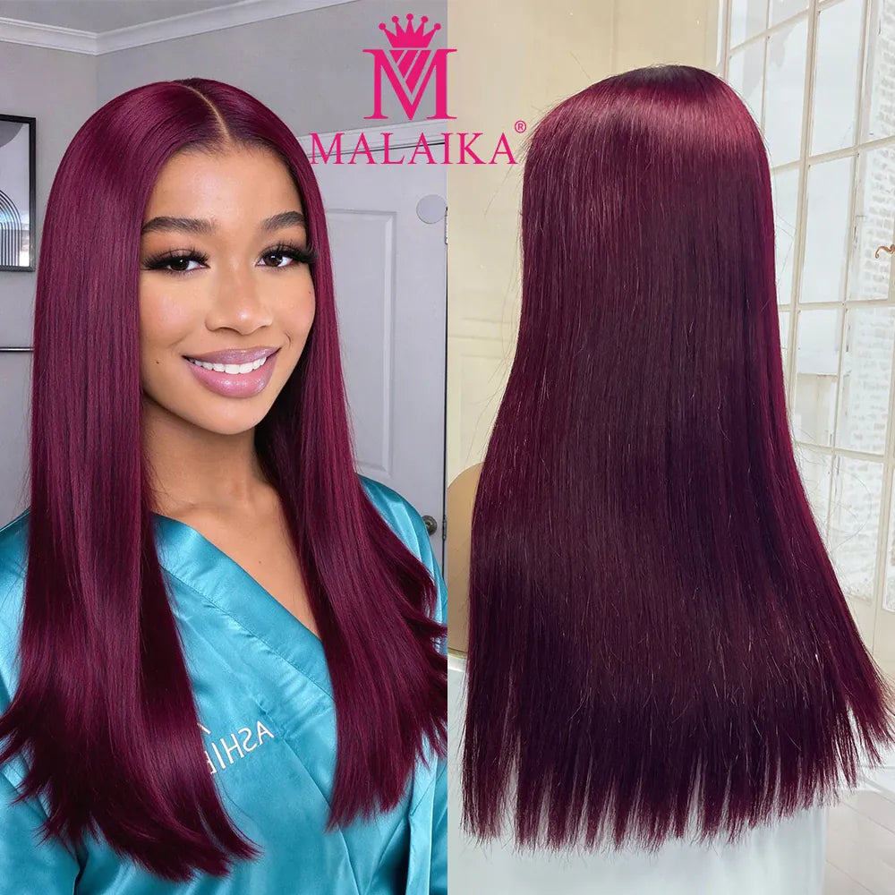 16A Double Drawn Burgundy 2x6 Lace Frontal Bone Straight Human Hair Wig 300% Density Chocolate Brown 2x6 Lace Front Hair Wig
