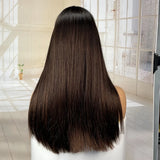 16A Double Drawn Burgundy 2x6 Lace Frontal Bone Straight Human Hair Wig 300% Density Chocolate Brown 2x6 Lace Front Hair Wig