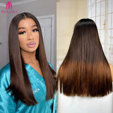 16A Double Drawn Burgundy 2x6 Lace Frontal Bone Straight Human Hair Wig 300% Density Chocolate Brown 2x6 Lace Front Hair Wig
