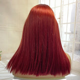 16A Double Drawn Burgundy 2x6 Lace Frontal Bone Straight Human Hair Wig 300% Density Chocolate Brown 2x6 Lace Front Hair Wig