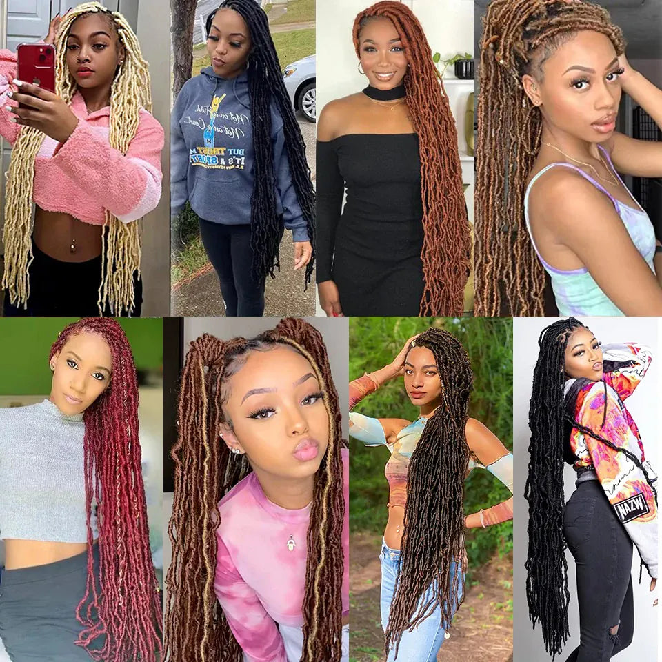 18 24 36 Inch 6 Packs Soft Locs Crochet Hair New Faux Locs Crochet Hair Pre Looped Crochet Hair for Black Women 21 Strands/Pack
