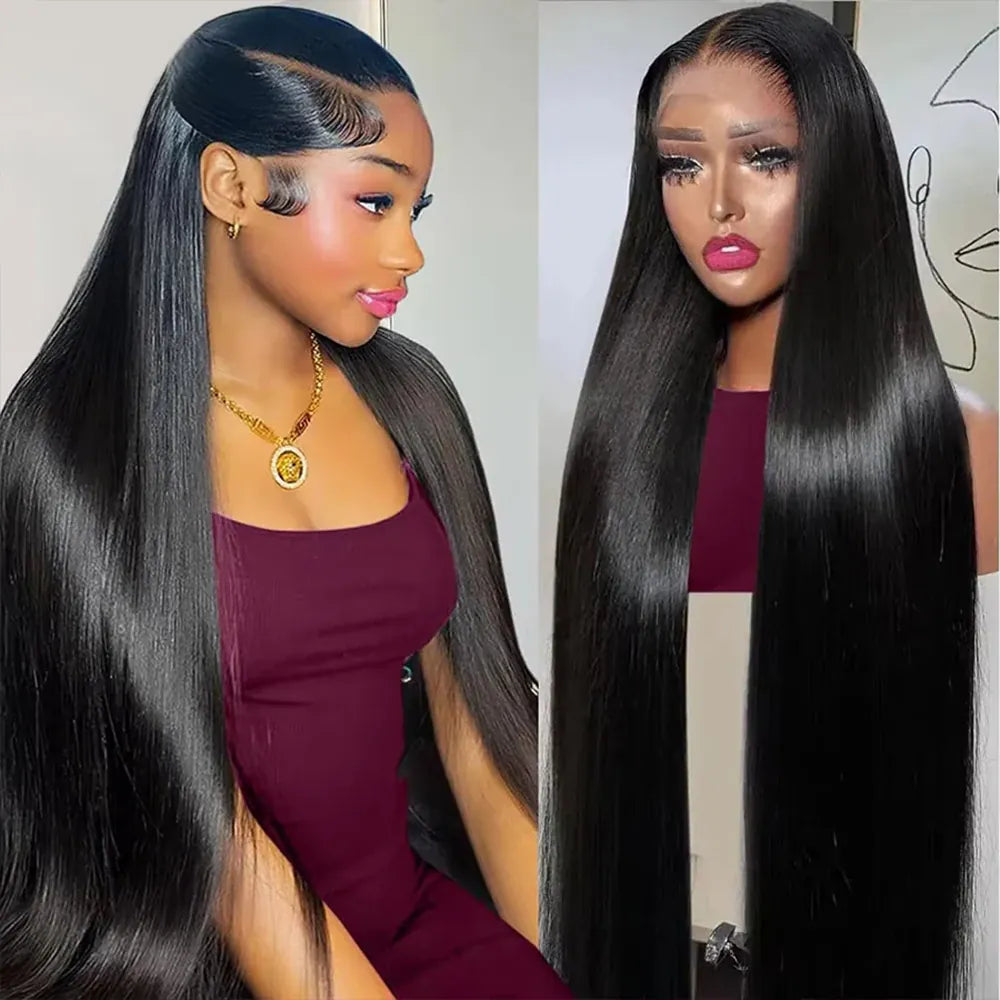 18 46 Inch 200 Density Frontal Wig For Black Women Brazilian Wigs Human Hair 5x5 Bone Straight HD Transparent Lace Front Wigs