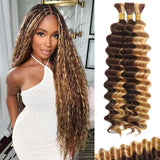 18 Inch-26inch 2 Bundles/Pack Human Braiding Hair For Boho Braids 110g/Pack Deep Wave Boho Hair For Braiding Knotless 12A Curly Bulk Bohemian Unprocessed Brazilian Virgin Hair Extensions Natural Color