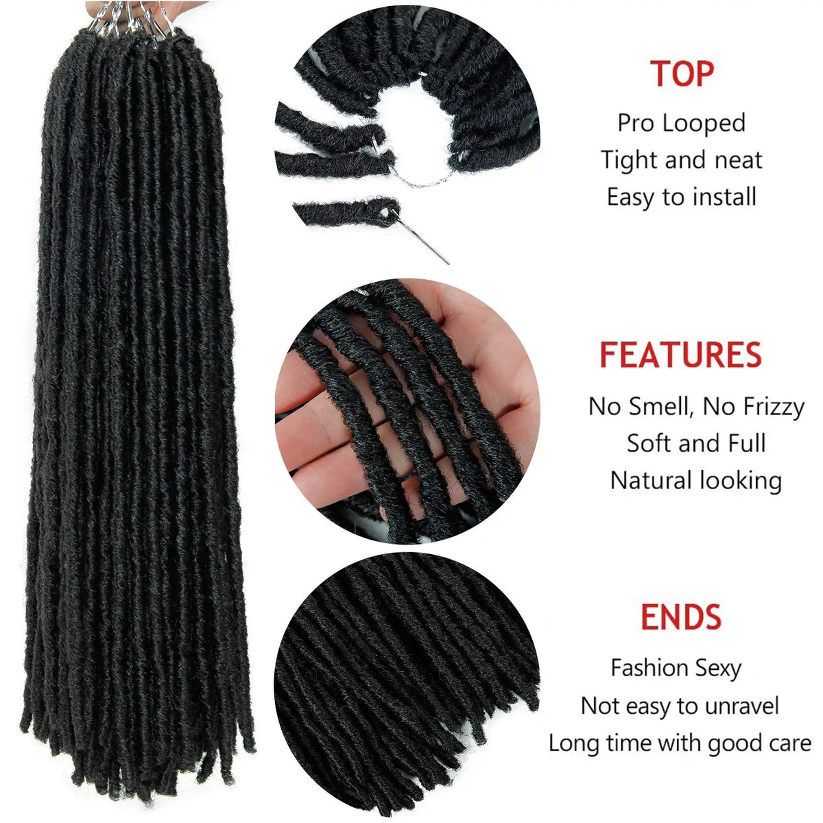 18 Inch Goddess Faux Locs Straight Gypsy Locs Crochet Hair Black Crochet Braids Dreadlocks Pre-Looped Synthetic Hair Extensions