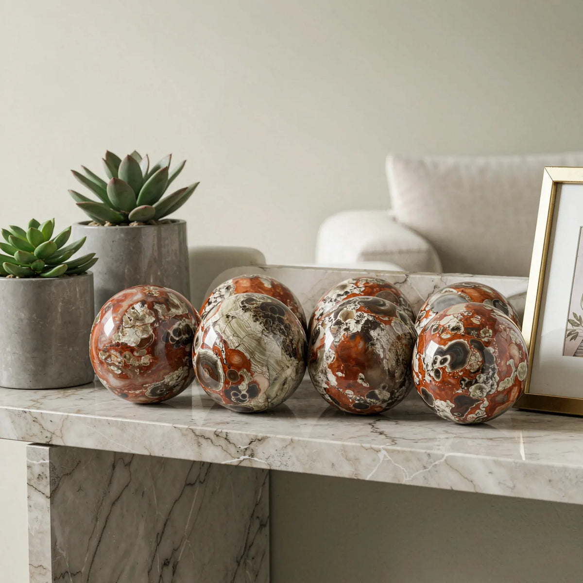 1pc 7.5-8cm Natural Money Lace Agate Sphere, Fengshui Fortune Ball, Home Decor Ornament, Holiday Gift & Crystal Stones Sphere