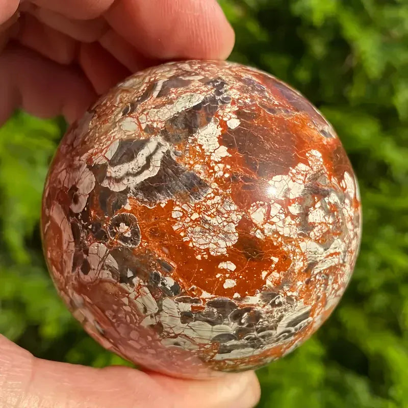 1pc 7.5-8cm Natural Money Lace Agate Sphere, Fengshui Fortune Ball, Home Decor Ornament, Holiday Gift & Crystal Stones Sphere