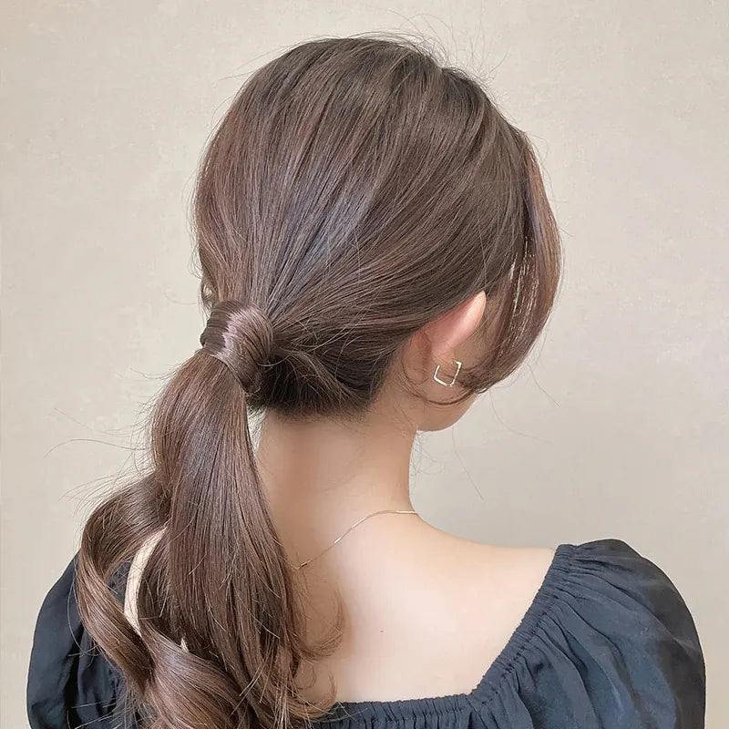 1Pc Brown Black Rubber Band Simulation Wig Hair Ring Straight Hair Tie Rope Ponytail Elastic Hair Bands Hair Accessories Girl