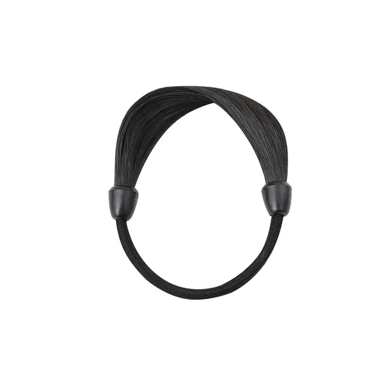 1Pc Brown Black Rubber Band Simulation Wig Hair Ring Straight Hair Tie Rope Ponytail Elastic Hair Bands Hair Accessories Girl