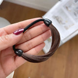 1Pc Brown Black Rubber Band Simulation Wig Hair Ring Straight Hair Tie Rope Ponytail Elastic Hair Bands Hair Accessories Girl