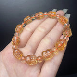 1Pc Fengbaowu Natural Citrine Pixiu Bracelet 8MM Mythical Animal Pixiu Beads Crystal Reiki Healing Stone Jewelry Gift Women