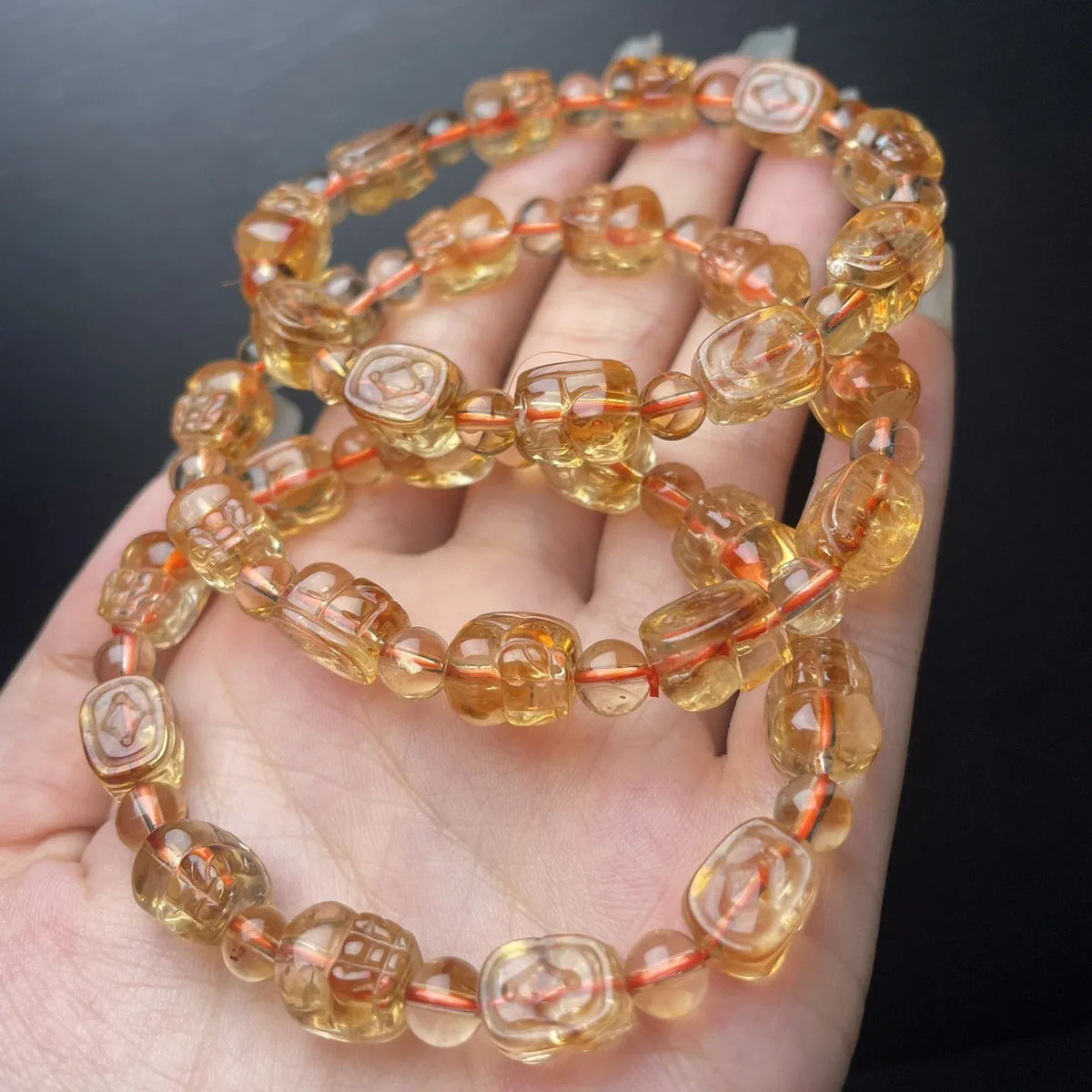 1Pc Fengbaowu Natural Citrine Pixiu Bracelet 8MM Mythical Animal Pixiu Beads Crystal Reiki Healing Stone Jewelry Gift Women