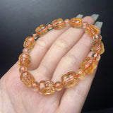 1Pc Fengbaowu Natural Citrine Pixiu Bracelet 8MM Mythical Animal Pixiu Beads Crystal Reiki Healing Stone Jewelry Gift Women