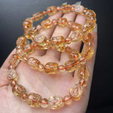 1Pc Fengbaowu Natural Citrine Pixiu Bracelet 8MM Mythical Animal Pixiu Beads Crystal Reiki Healing Stone Jewelry Gift Women