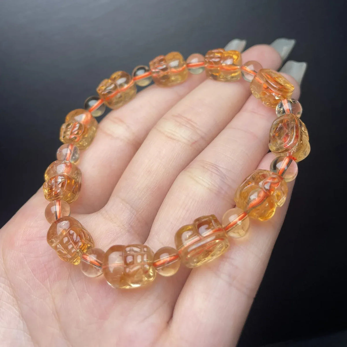 1Pc Fengbaowu Natural Citrine Pixiu Bracelet 8MM Mythical Animal Pixiu Beads Crystal Reiki Healing Stone Jewelry Gift Women