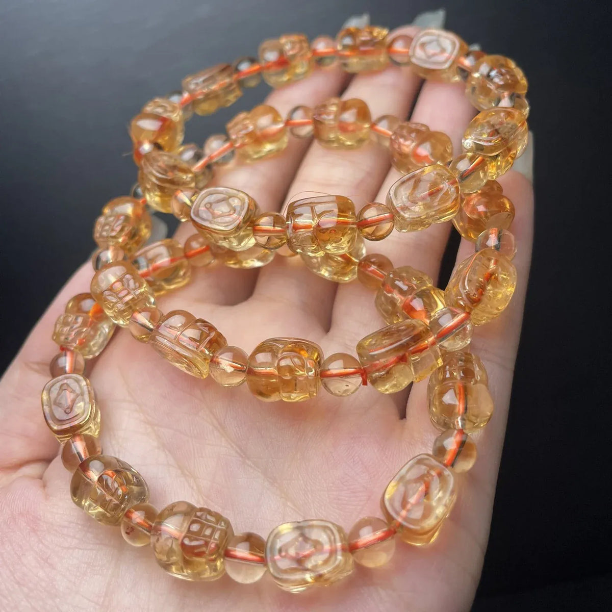1Pc Fengbaowu Natural Citrine Pixiu Bracelet 8MM Mythical Animal Pixiu Beads Crystal Reiki Healing Stone Jewelry Gift Women