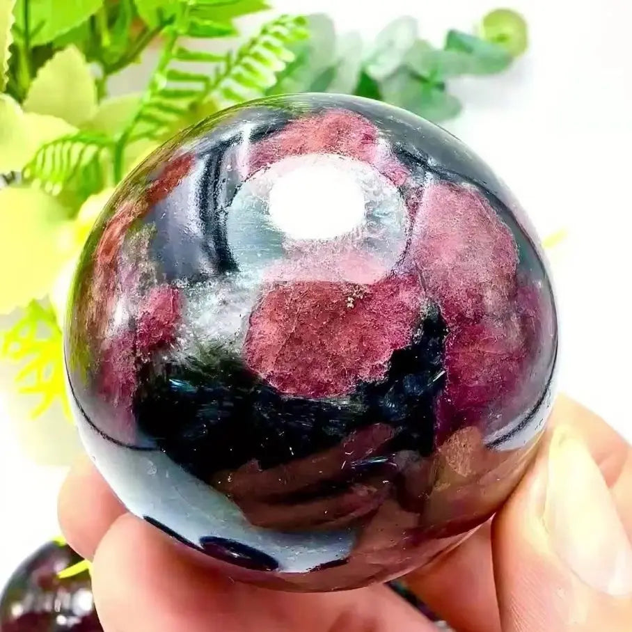 1pc Natural Garnet Astrophyllite Crystal Sphere Meditation Fengshui Healing Crystal Gift Reiki Gemstone Ball Home Decoration