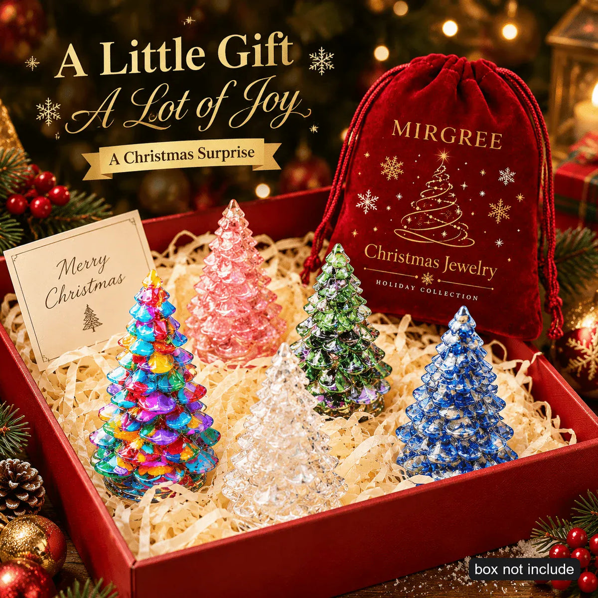 1PC Random Crystal Christmas Tree Figurine, Gemstone Chip Mini Tree Ornament, Holiday Desktop Decor Gift