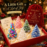 1PC Random Crystal Christmas Tree Figurine, Gemstone Chip Mini Tree Ornament, Holiday Desktop Decor Gift