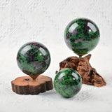 1pc Ruby Zoisite Sphere Ornament, Genuine Mineral Specimen, Collector's Item, Round Red Green Black Crystal Ball, Home Decor