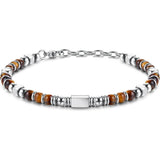 1PC Stainless Steel Fossil Obsidian Tiger's Eye Turquoise Pearl Beaded Bracelet for Men Women Natural Gemstone Stackable Healing Body Jewelry Daily Wear Meditation Party Holiday Best Friend Birthday Anniversary Gift Fashion A