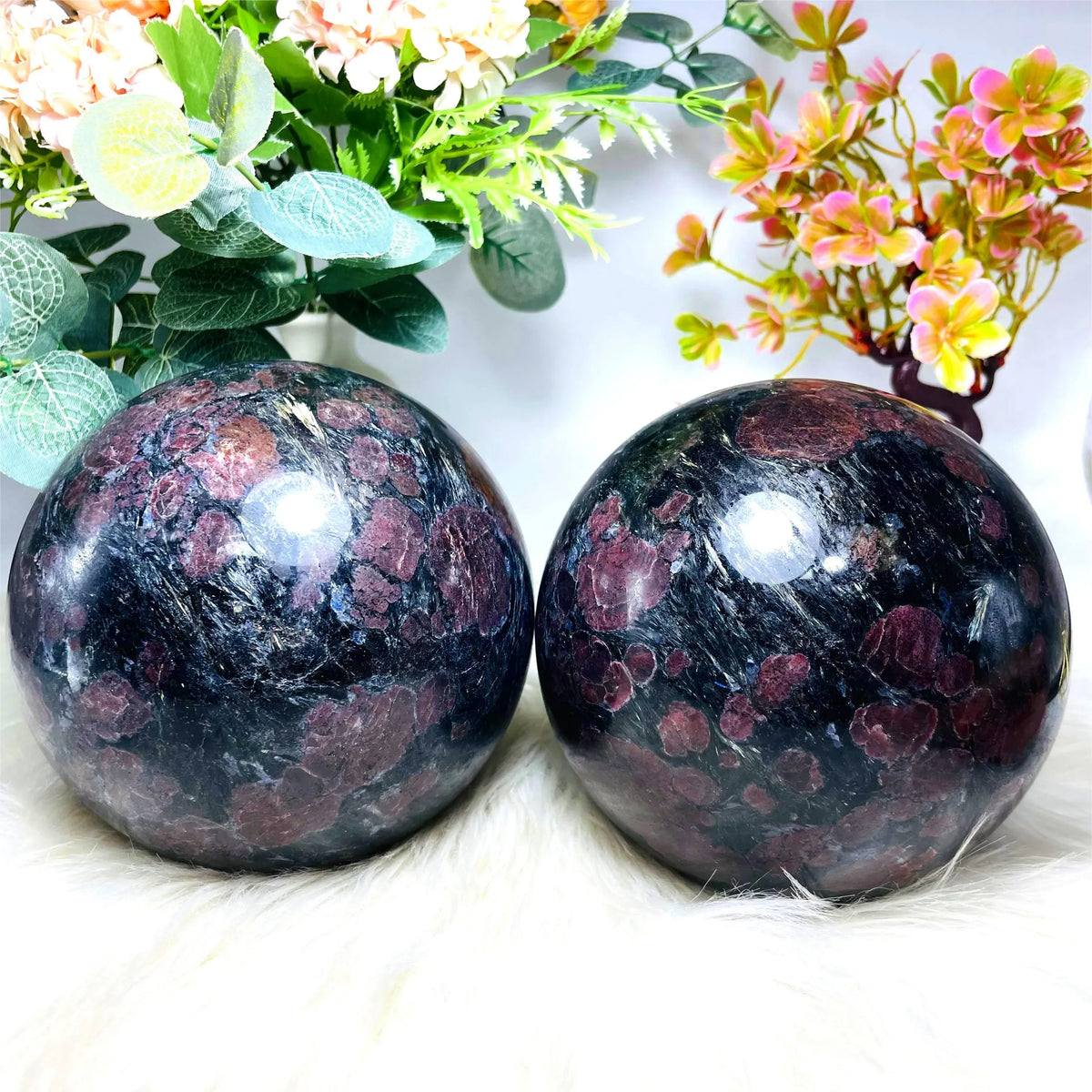 1pc Super Large Astrophyllite Garnet Crystal Ball, 4.3-5.1" Big Crystal Stone Sphere Crystals for Home Decor