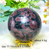 1pc Super Large Astrophyllite Garnet Crystal Ball, 4.3-5.1" Big Crystal Stone Sphere Crystals for Home Decor