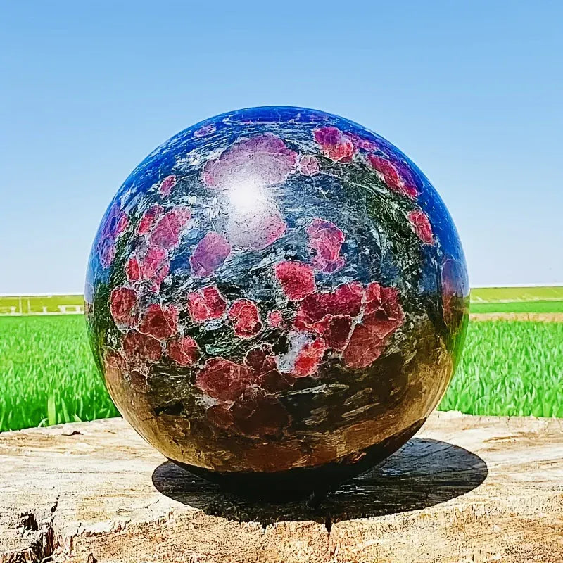 1pc Super Large Astrophyllite Garnet Crystal Ball, 4.3-5.1" Big Crystal Stone Sphere Crystals for Home Decor