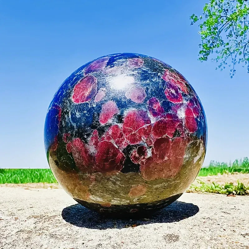 1pc Super Large Astrophyllite Garnet Crystal Ball, 4.3-5.1" Big Crystal Stone Sphere Crystals for Home Decor