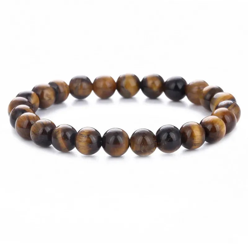 1pc Vintage Beaded Bracelet Natural Stone Lava Stone Tiger Eye Stone Beaded Bracelet