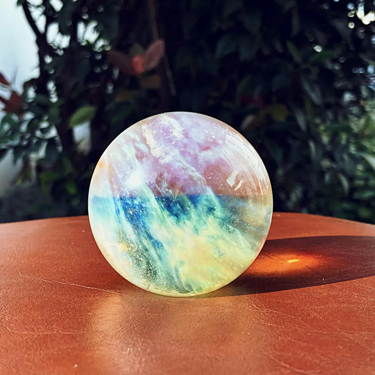 1pc Yellow Smelting Stone Sphere, Hand-Carved Crystal Ball, Home Decor