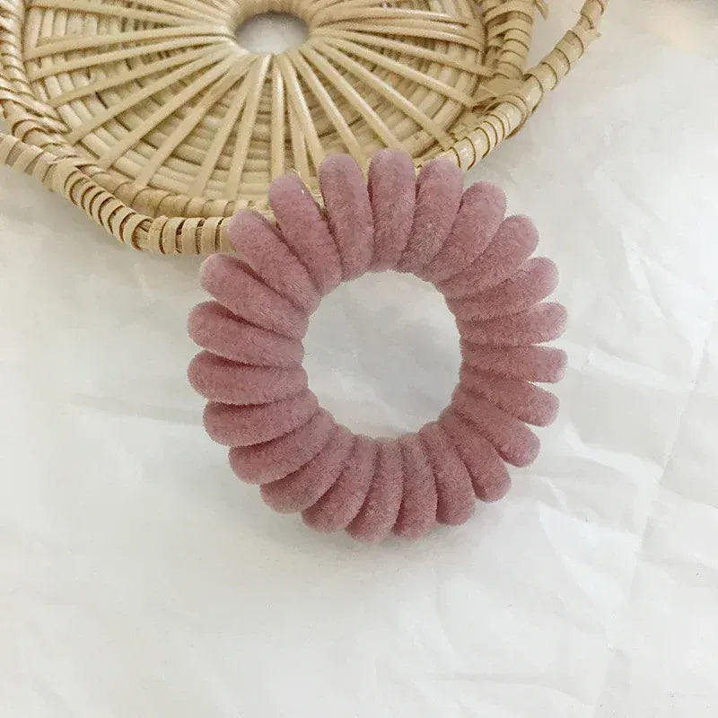 2/5 Pcs Elastic Knit Telephone Wire Hair Bands Girl Woman Hair Accessories Rubber Band Headwear Rope Spiral Shape Hair Ties New