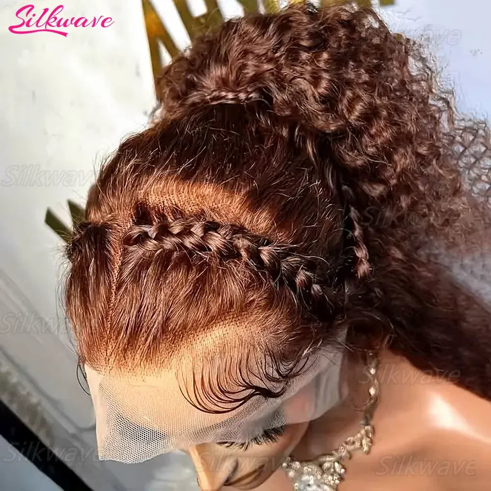 200 Density Chocolate Brown Curly Human Hair Wigs 13x6 13x4 Hd Transparent Lace Frontal Wig Brazilian Colored Human Hair Wigs