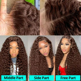 200 Density Chocolate Brown Curly Human Hair Wigs 13x6 13x4 Hd Transparent Lace Frontal Wig Brazilian Colored Human Hair Wigs