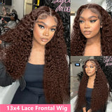 200 Density Chocolate Brown Curly Human Hair Wigs 13x6 13x4 Hd Transparent Lace Frontal Wig Brazilian Colored Human Hair Wigs