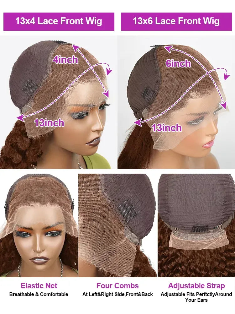 200% Density Dark Brown Lace Frontal Wigs Deep Curly 13x4 Lace Front Wig With Full Lace Remy Hair Wigs Chocolate Brown Hair