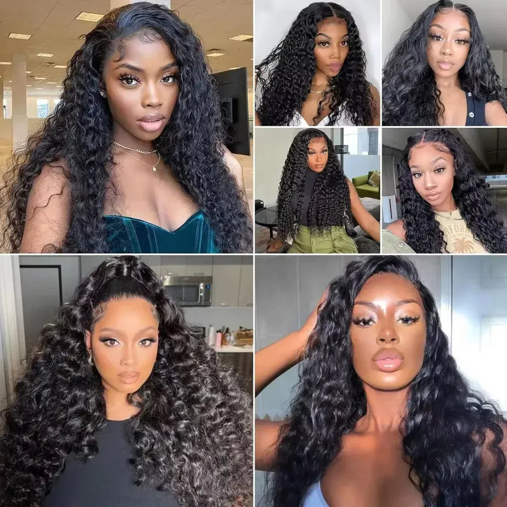 200 density HD curly human hair deep wave lace frontal wig with pre-plucked 13x4 lace, HSF Marketplace