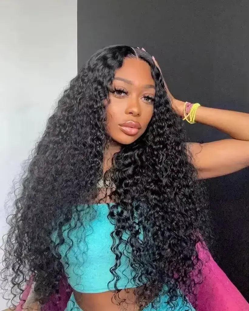 200 density HD curly human hair deep wave lace frontal wig with pre-plucked 13x4 lace, HSF Marketplace