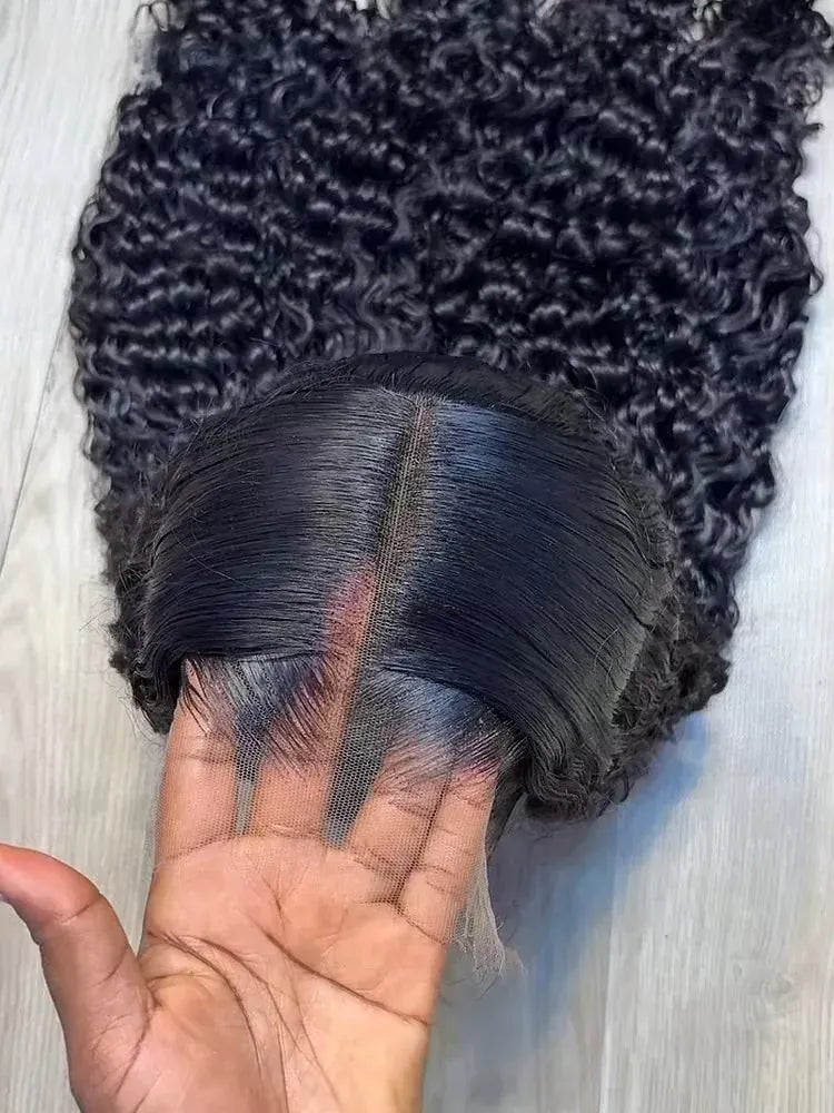 200 density HD curly human hair deep wave lace frontal wig with pre-plucked 13x4 lace front wig for women