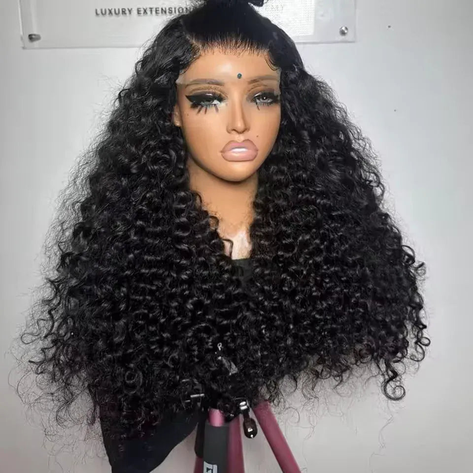200 density HD curly human hair deep wave lace frontal wig with pre-plucked 13x4 lace, HSF Marketplace