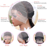 200% Density Short Bob Wigs Highlight Straight Lace Front Wigs Blonde 13x4 Transparent Lace Front Wig 100% Human Hair 427#16Inch