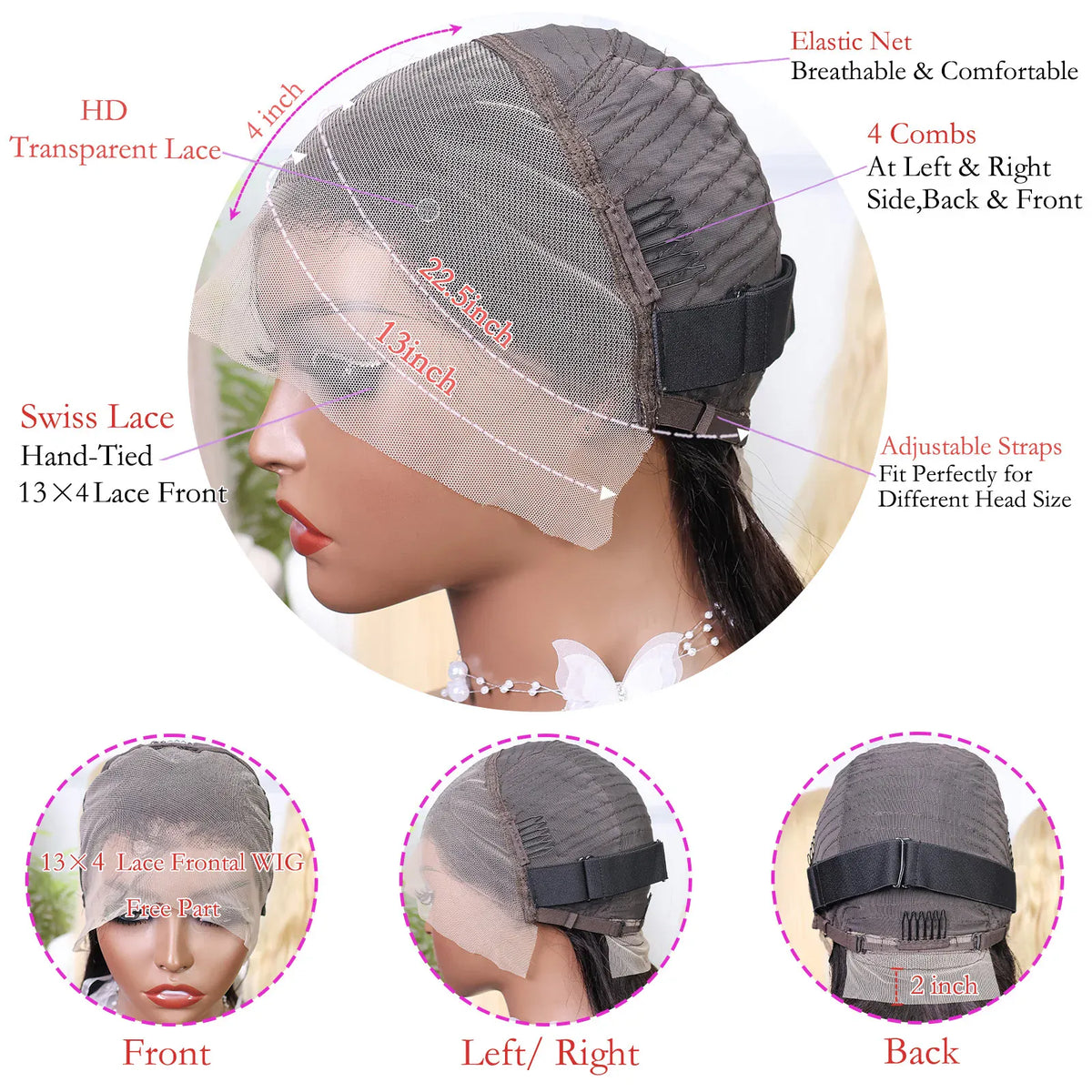200% Density Short Bob Wigs Highlight Straight Lace Front Wigs Blonde 13x4 Transparent Lace Front Wig 100% Human Hair 427#16Inch