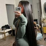 200 Density Straight Human Hair Lace Frontal Wig 13x6 Transparent Lace Frontal Human Hair Wigs 42 Inch Preplucked Wigs For Women